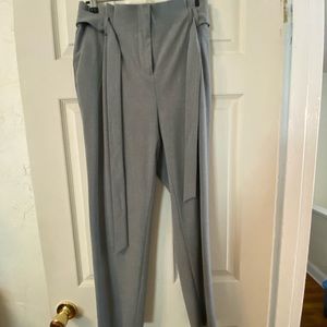Grey paper bag tie dress pants